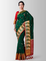 Mimosa Womens Art Silk Saree Kanjivaram style BGreen Color