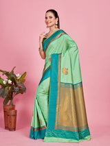 Mimosa Women's Woven Design Kanjivaram Style Art Silk Saree With Blouse Piece : SA00001387PSFREE