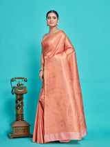 Mimosa Women's Woven Design Kanjivaram Style Art Silk Saree With Blouse Piece : SA00001376PNKFREE