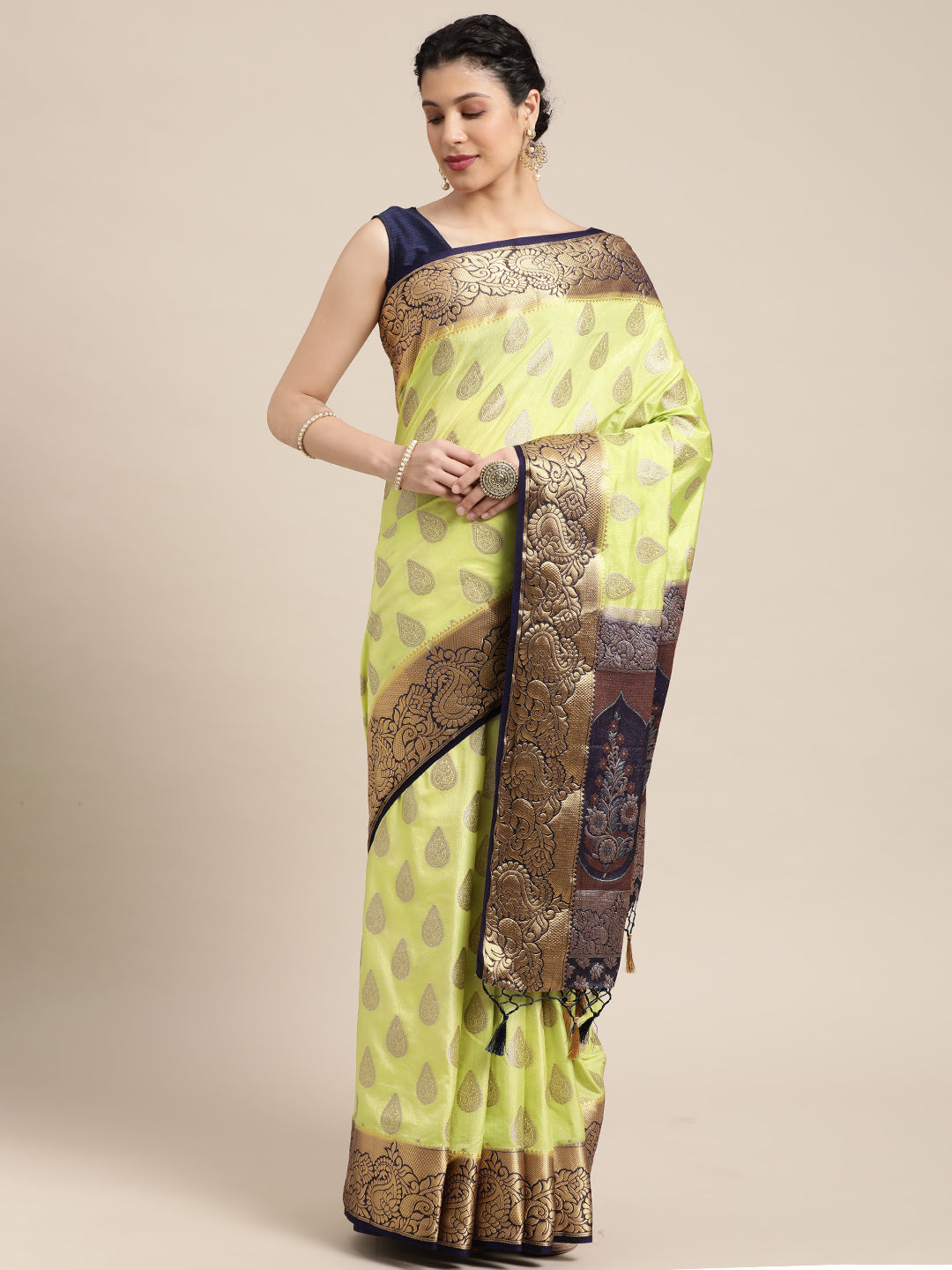 Mimosa Womens Art Silk Saree Kanjivaram Pista Color