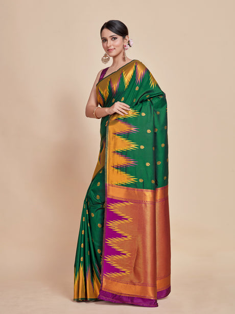 Mimosa Women's Woven Design Kanjivaram Style Art Silk Saree With Blouse Piece : SA00001386BGFREE