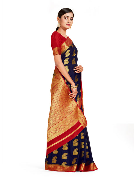 Mimosa Womens Crepe Saree Mysore Silk Black Color