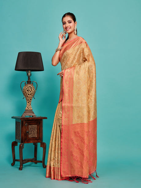 Mimosa Women's Woven Design Kanjivaram Art Silk Saree With Blouse Piece : SA00001230TSFREE