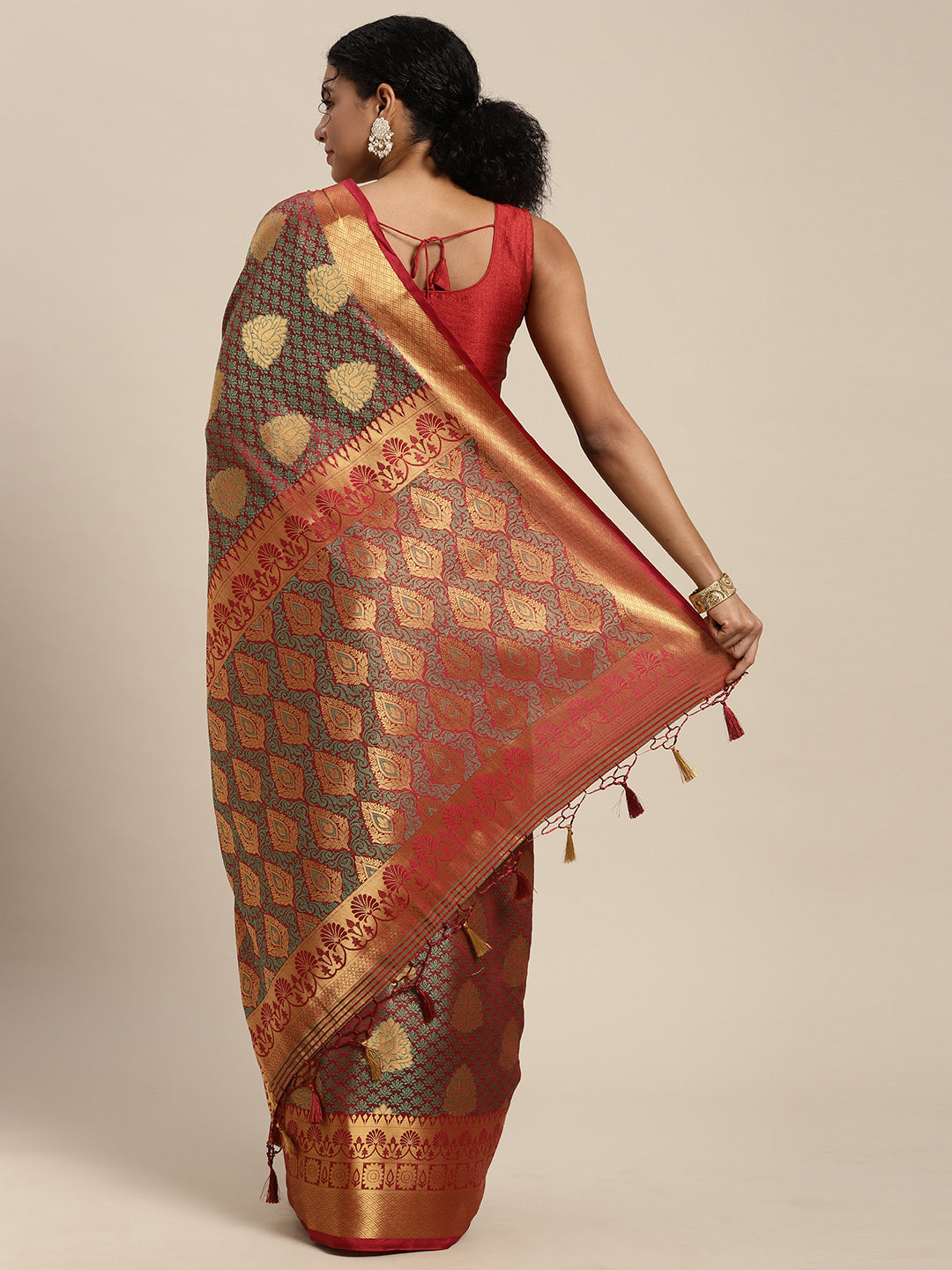 Mimosa Womens Art Silk Saree Kanjivaram Maroon Color