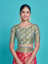 Mimosa Women's Woven Design Kanjivaram Style Art Silk Saree With Blouse Piece : SA0000379RNFREE