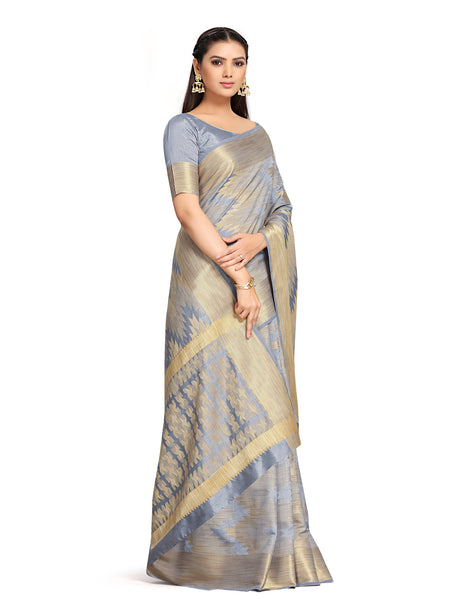 Mimosa Womens Art Silk Saree Kanjivaram Grey Color