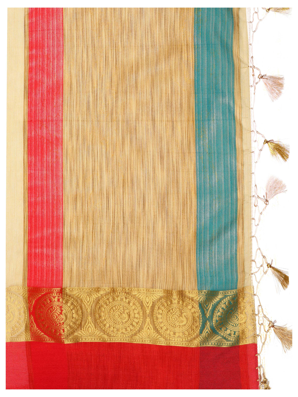 Mimosa Womens Raw Silk Saree Kanjivaram Halfwhite Color