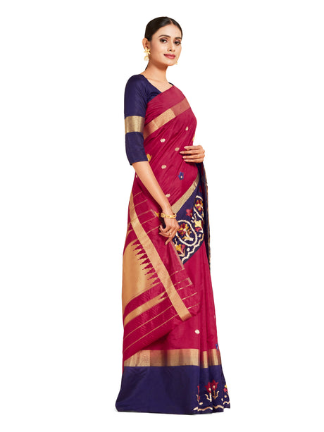 Mimosa Womens Art Silk Saree Kanjivaram style Maroon Color