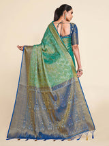 Mimosa Womens Art Silk Saree Kanjivaram Saffire Color
