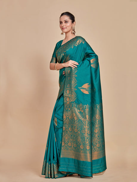 Mimosa Women's Woven Design Kanjivaram Style Art Silk Saree With Blouse Piece : SA00001382SFFREE