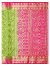 Mimosa Womens Art Silk Saree Kanjivaram Olive Color