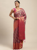 Mimosa Womens Art Silk Saree Kanjivaram Rani Color