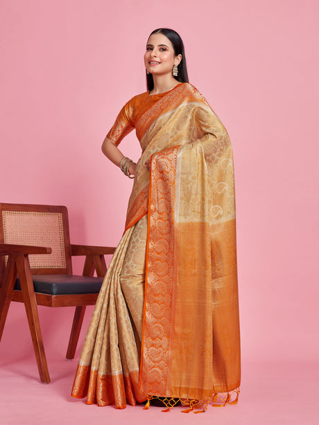 Mimosa Women's Woven Design Kanjivaram Style Art Silk Saree With Blouse Piece : SA0000412HWFREE