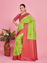 Mimosa Women's Woven Design Kanjivaram Style Art Silk Saree With Blouse Piece : SA00001385LRFREE