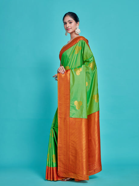 Mimosa Women's Woven Design Kanjivaram Style Art Silk Saree With Blouse Piece : SA00001385PGFREE