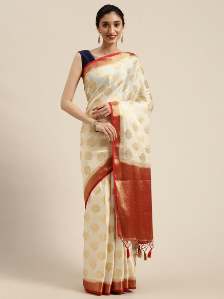 Mimosa Womens Crepe Saree Mysore Silk Halfwhite Color