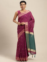 Mimosa Womens Art Silk Saree Kanjivaram style Mejanta Color