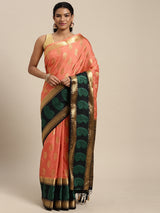 Mimosa Womens Art Silk Saree Kanjivaram Peach Color
