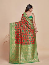 Mimosa Women's Woven Design Patola Style Art Silk Saree With Blouse Piece : SA00001346MRFREE