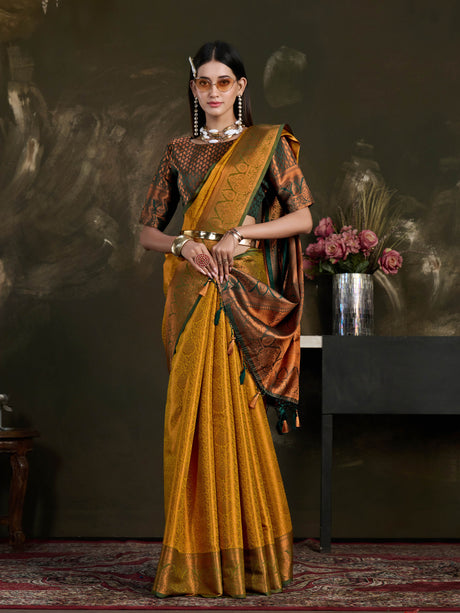 Mimosa Women's Woven Design Kanjivaram Art Silk Saree With Blouse Piece : SA0000915MS