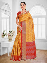 Mimosa Womens Art Silk Saree Kanjivaram Mustard Color
