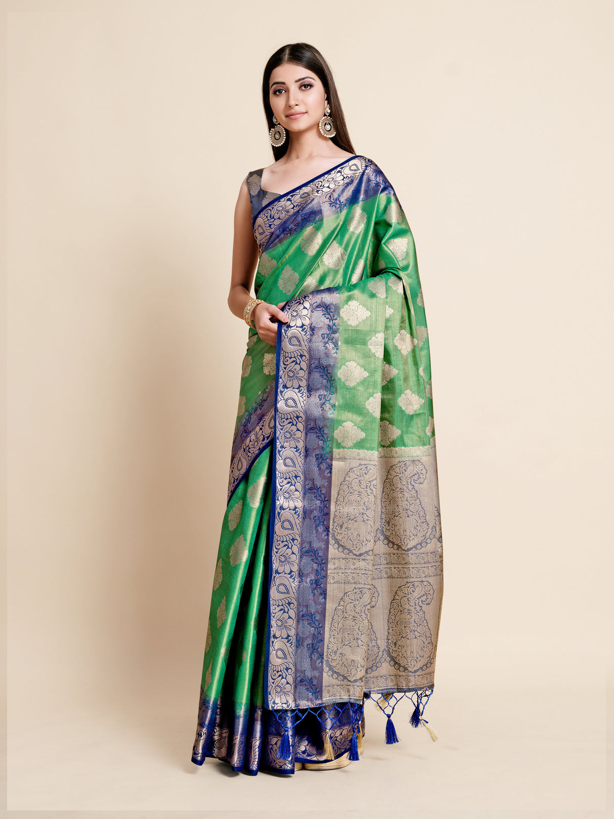 Mimosa Womens Art Silk Saree Kanjivaram Rama Color