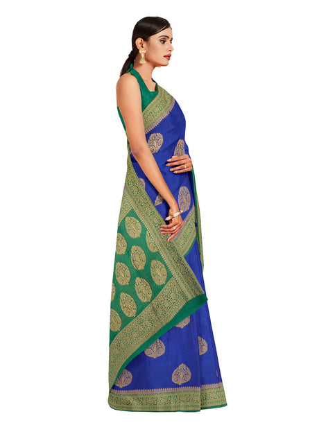 Mimosa Womens Art Silk Saree Kanjivaram Royal Blue Color