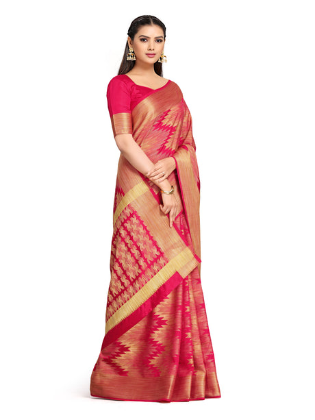 Mimosa Womens Art Silk Saree Kanjivaram Strawberry Color