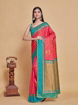 Mimosa Women's Woven Design Kanjivaram Style Art Silk Saree With Blouse Piece : SA00001387RNFREE