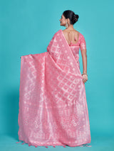 Mimosa Women's Woven Design Banarasi Style Art Silk Saree With Blouse Piece : SA00001278PNKFREE