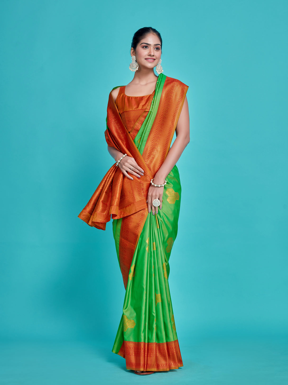 Mimosa Women's Woven Design Kanjivaram Style Art Silk Saree With Blouse Piece : SA00001385PGFREE