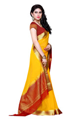 Mimosa Womens Chiffon Saree Kanjivaram style Gold Color