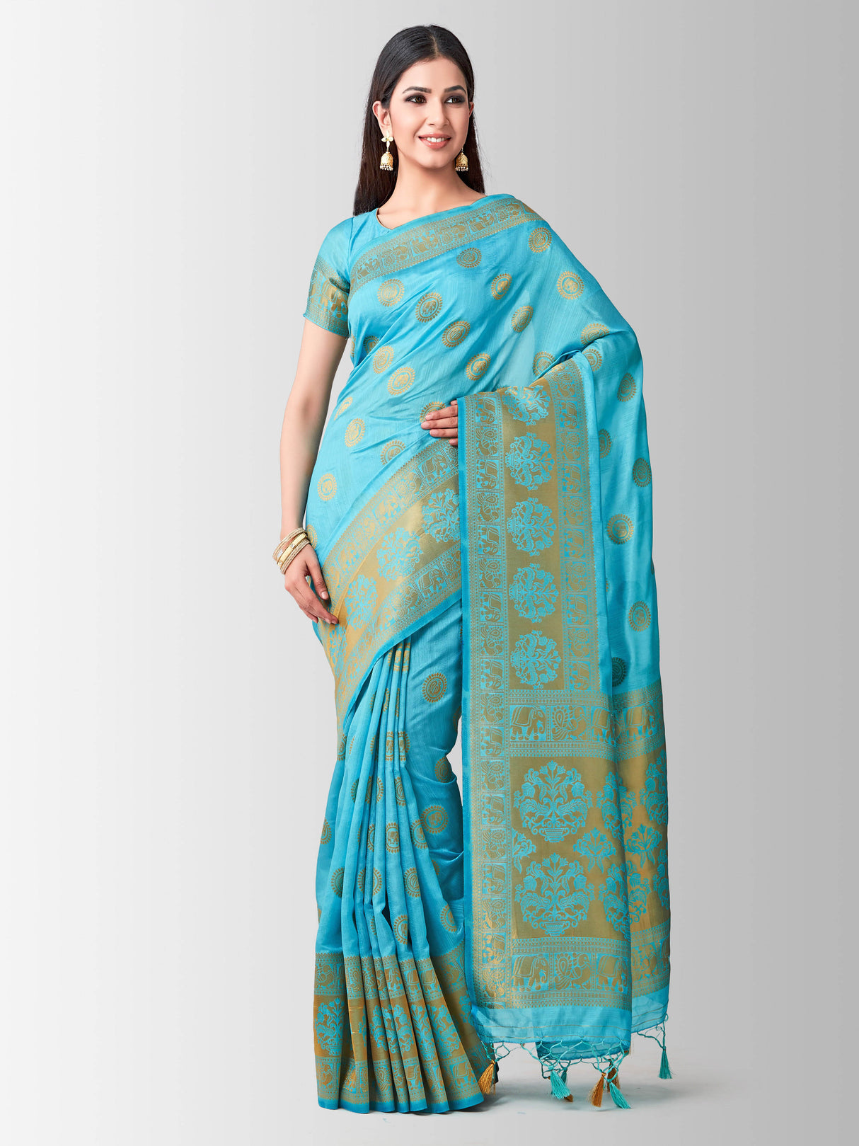 Mimosa Womens Art Silk Saree Kanjivaram Ananda Color