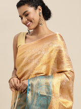 Mimosa Womens Art Silk Saree Kanjivaram Peach Color