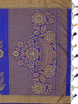 Mimosa Womens Art Silk Saree Kanjivaram Navy Blue Color
