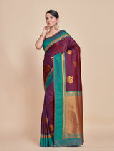 Mimosa Women's Woven Design Kanjivaram Style Art Silk Saree With Blouse Piece : SA00001387MRFREE