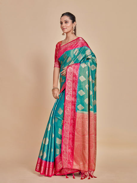 Mimosa Women's Woven Design Kanjivaram Style Art Silk Saree With Blouse Piece : SA0000393ANFREE