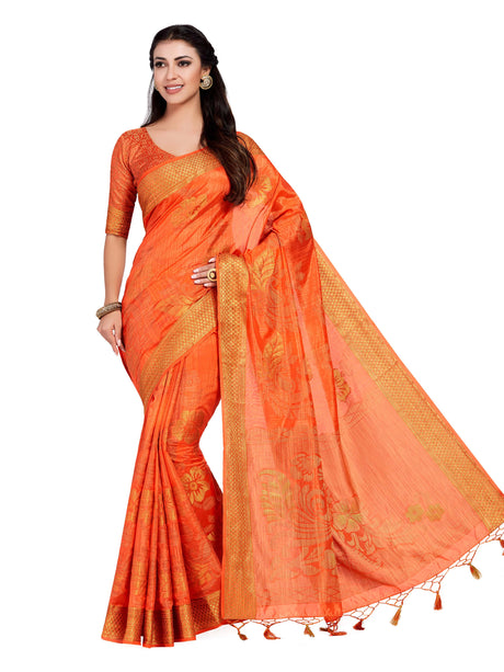 Mimosa Womens Art Silk Saree Kanjivaram Peach Color