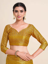 Mimosa Womens Art Silk Saree Kanjivaram Gold Color