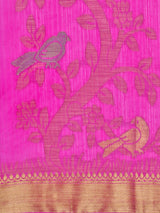 Mimosa Womens Art Silk Saree Kanjivaram Pink Color