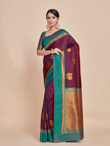 Mimosa Women's Woven Design Kanjivaram Style Art Silk Saree With Blouse Piece : SA00001387MRFREE