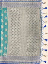 Mimosa Womens Art Silk Saree Kanjivaram Saffire Color