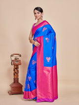 Mimosa Women's Woven Design Kanjivaram Style Art Silk Saree With Blouse Piece : SA00001385RBFREE