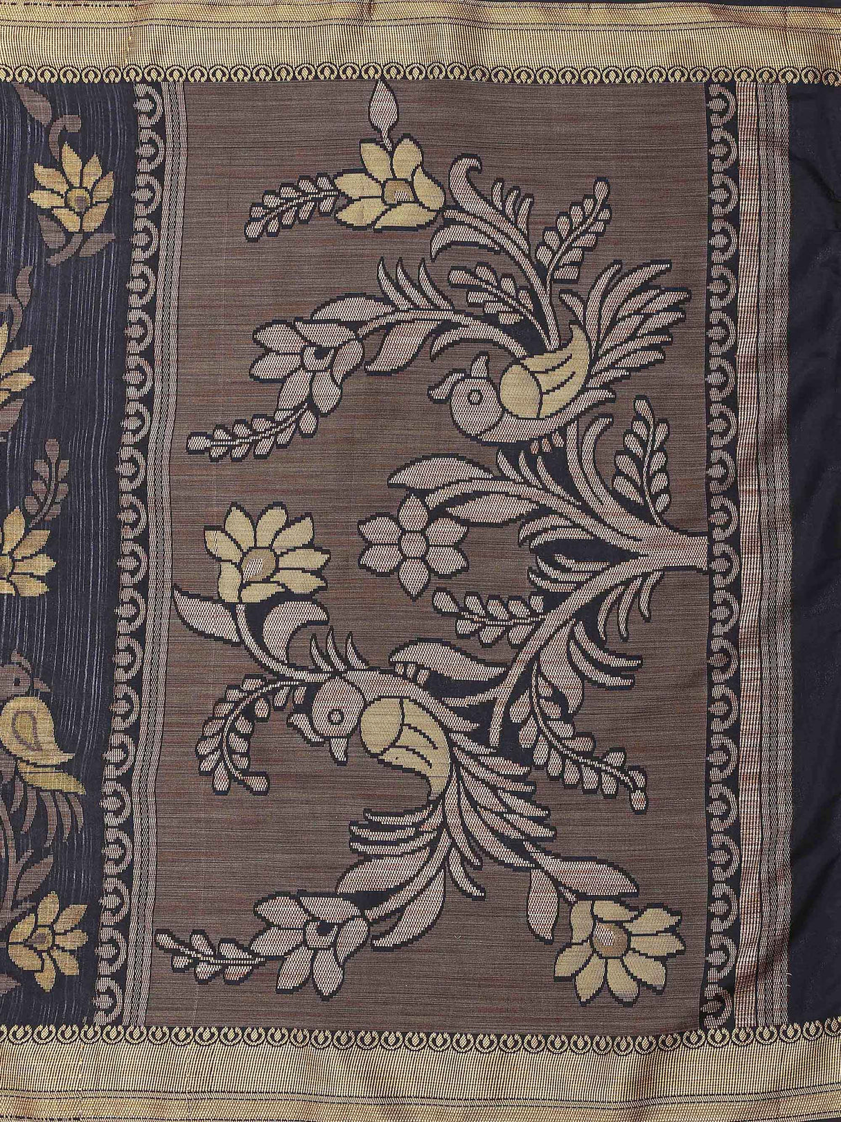 Mimosa Womens Art Silk Saree Kanjivaram Black Color