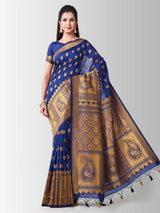 Mimosa Womens Art Silk Saree Kanjivaram Navy Blue Color