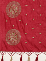 Mimosa Womens Art Silk Saree Banarasi Maroon Color