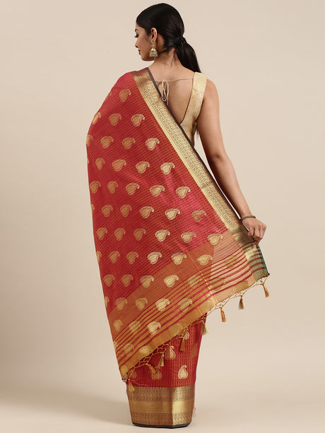 Mimosa Womens Art Silk Saree Kanjivaram Maroon Color