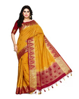 Mimosa Womens Tussar Silk Saree Kanjivaram style Mustard Color