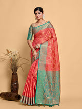 Mimosa Women's Woven Design Kanjivaram Art Silk Saree With Blouse Piece : SA00001228GJFREE