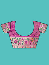 Mimosa Women's Woven Design Patola Style Art Silk Saree With Blouse Piece : SA00001379PNKFREE